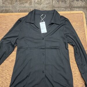 Black, long sleeve button-up top